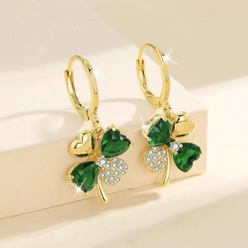 Women's Four Leaf Grass Light Luxury Premium Earrings