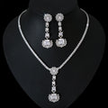 Light Luxury Premium Zircon Pendant Necklace Earring Set