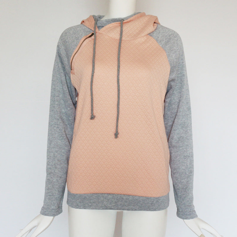 Diagonal zip-up hoodie sweatshirt