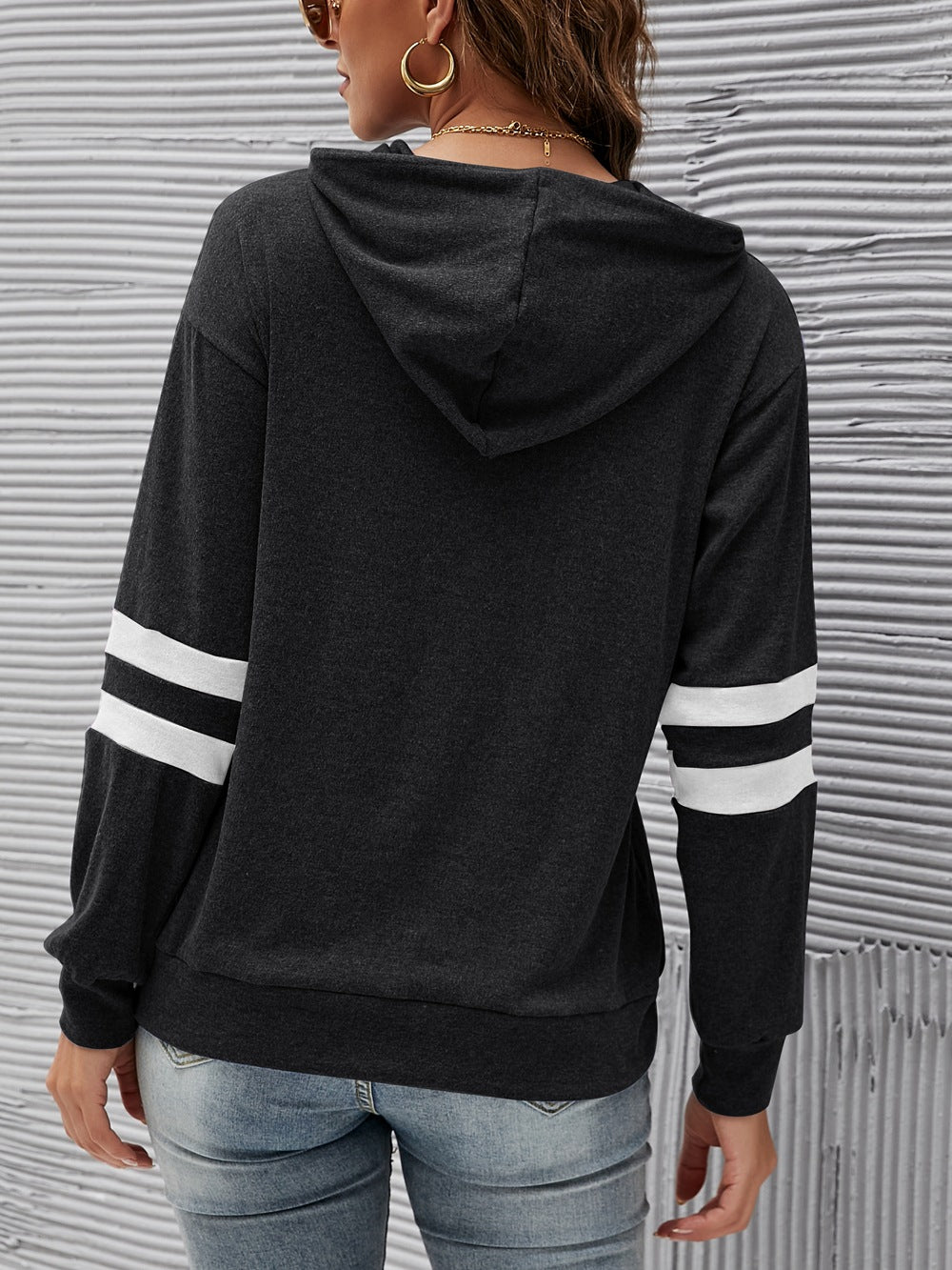 Striped Loose Pocket Hoodie Sweatshirt
