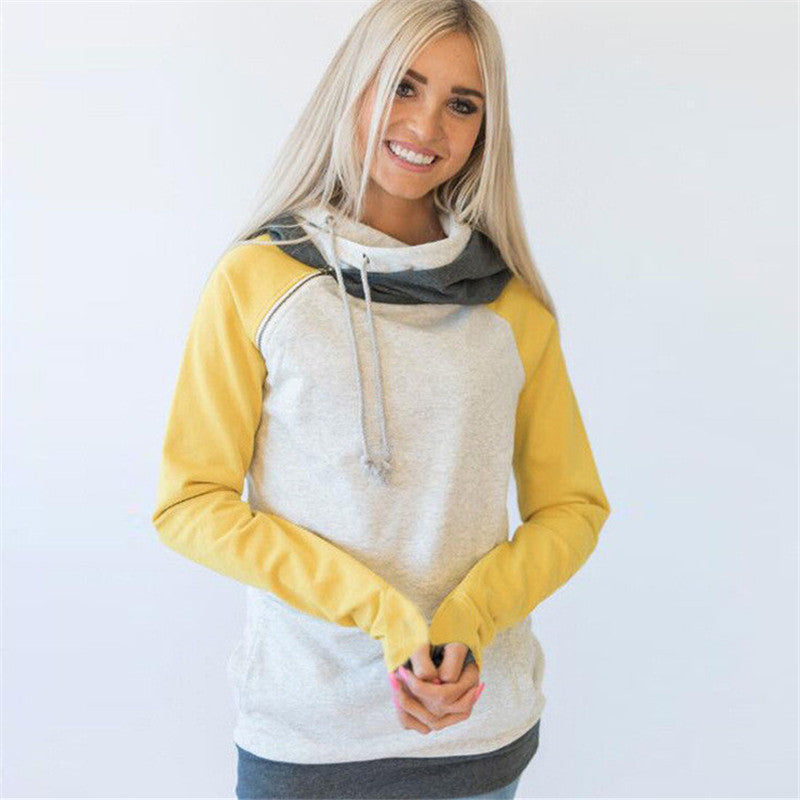 Diagonal zip-up hoodie sweatshirt