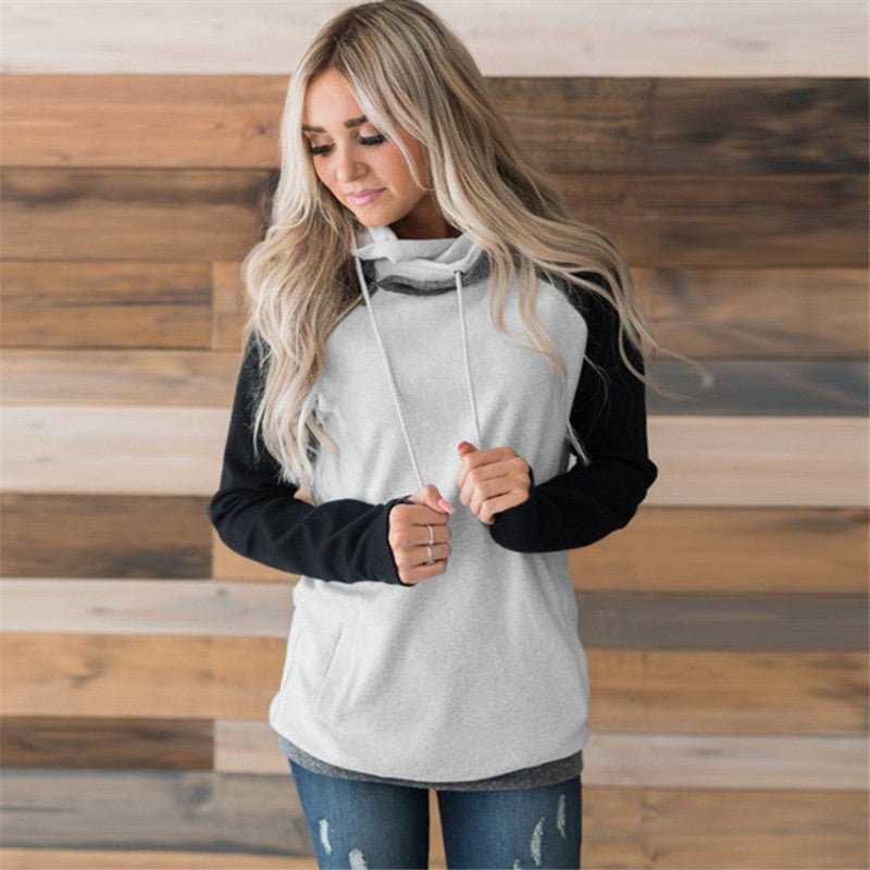 Diagonal zip-up hoodie sweatshirt