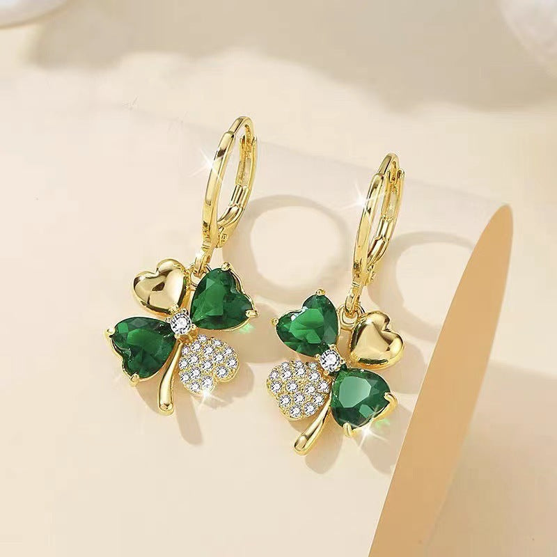 Women's Four Leaf Grass Light Luxury Premium Earrings