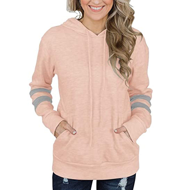 Striped Loose Pocket Hoodie Sweatshirt
