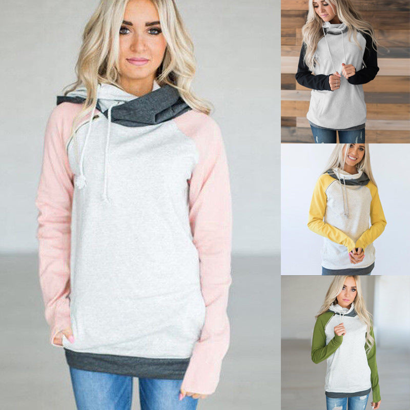 Diagonal zip-up hoodie sweatshirt