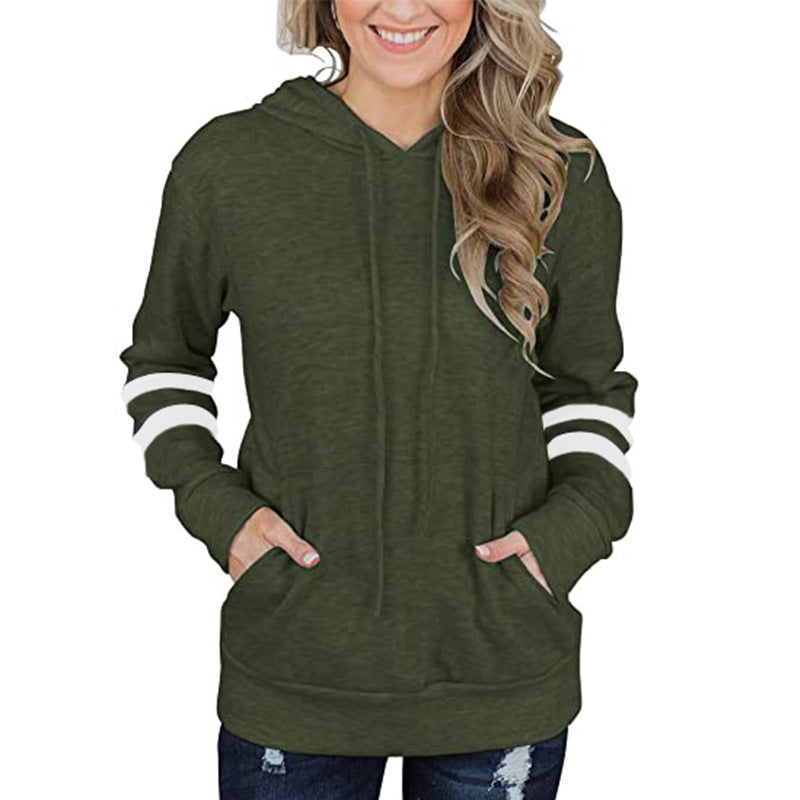Striped Loose Pocket Hoodie Sweatshirt