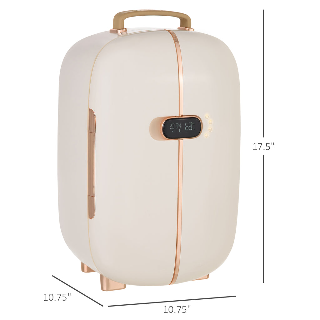 Portable Skincare Fridge With LED Display, 12L Mini Fridge For Beauty, Makeup And Cosmetics, Small Refrigerator Cooler For Bedroom, Home Office, Desktop, White