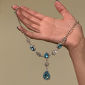 Blue Waterdrop Necklace And Earrings Trendy  Light Luxury Premium