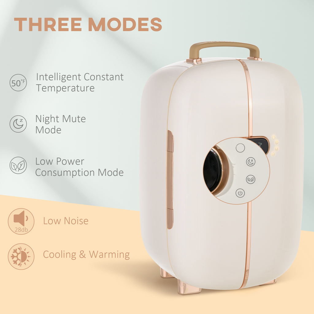 Portable Skincare Fridge With LED Display, 12L Mini Fridge For Beauty, Makeup And Cosmetics, Small Refrigerator Cooler For Bedroom, Home Office, Desktop, White