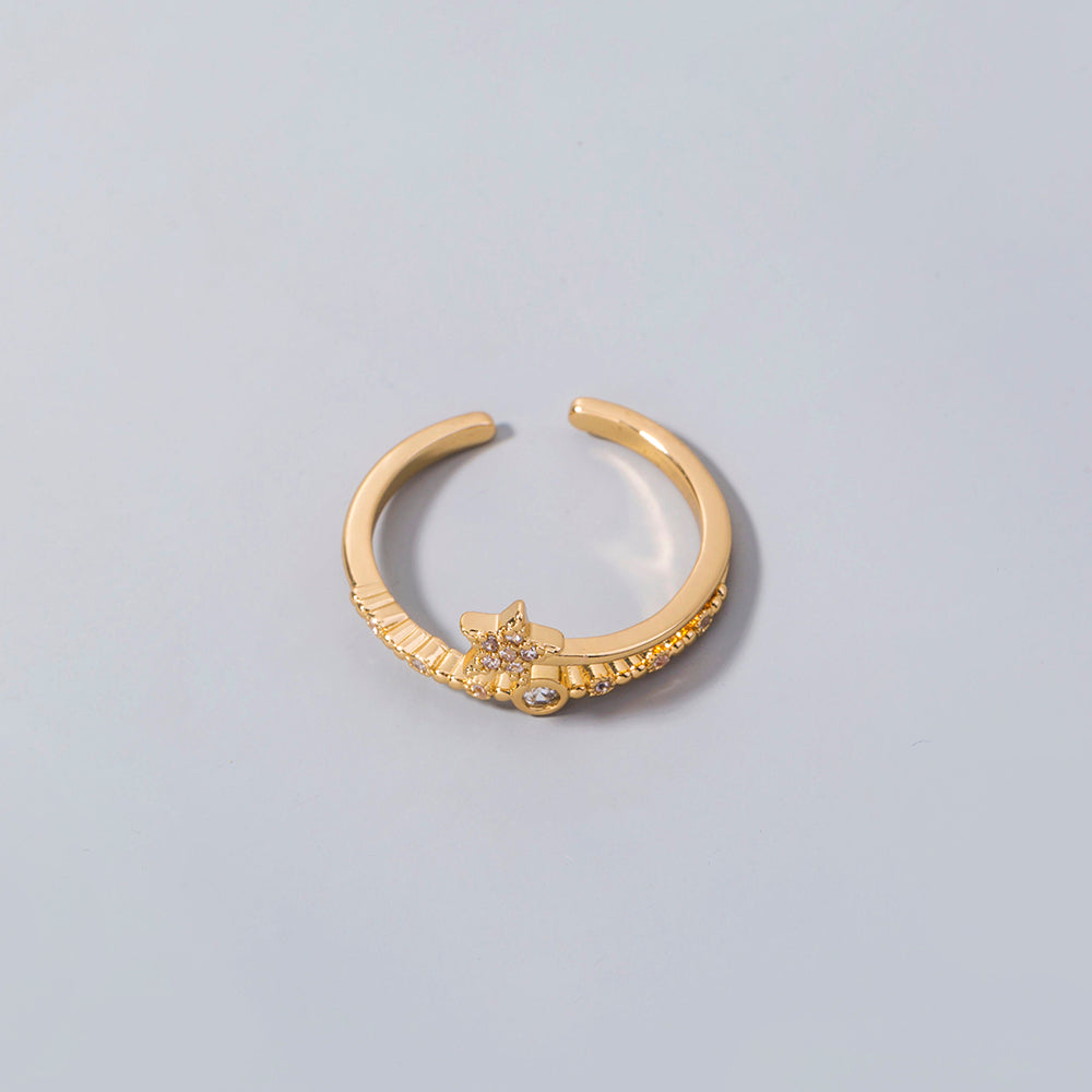 Gold Micro-inlaid Pentagram Ring Accessories For Women