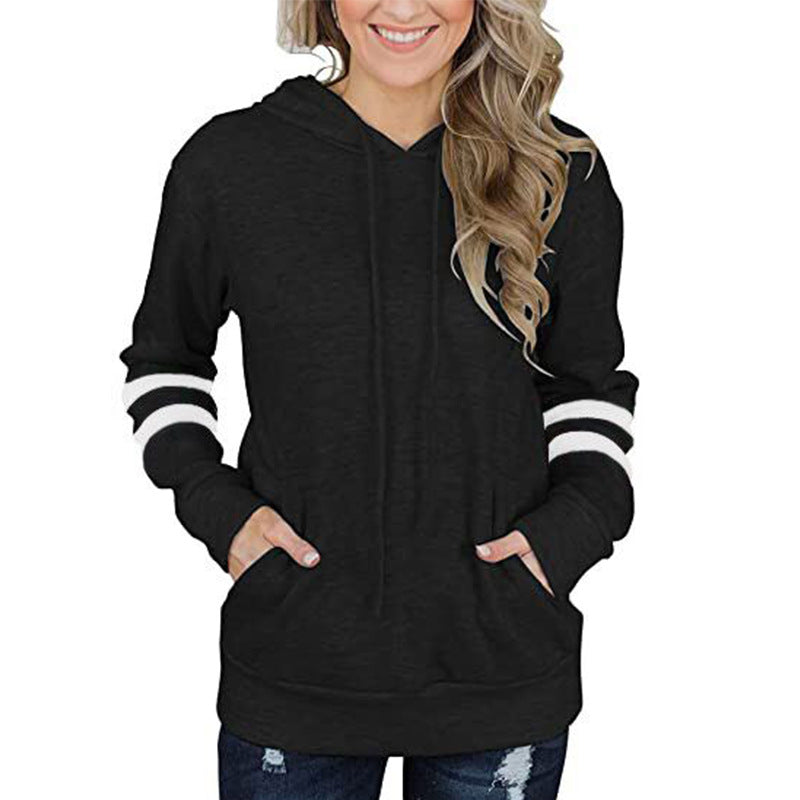 Striped Loose Pocket Hoodie Sweatshirt